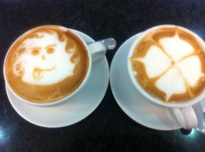 two cappucinos